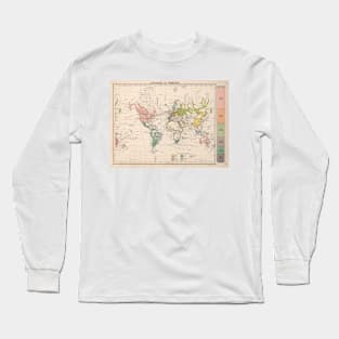 Old World Language Map (1907) Vintage Global Linguistic Atlas Long Sleeve T-Shirt